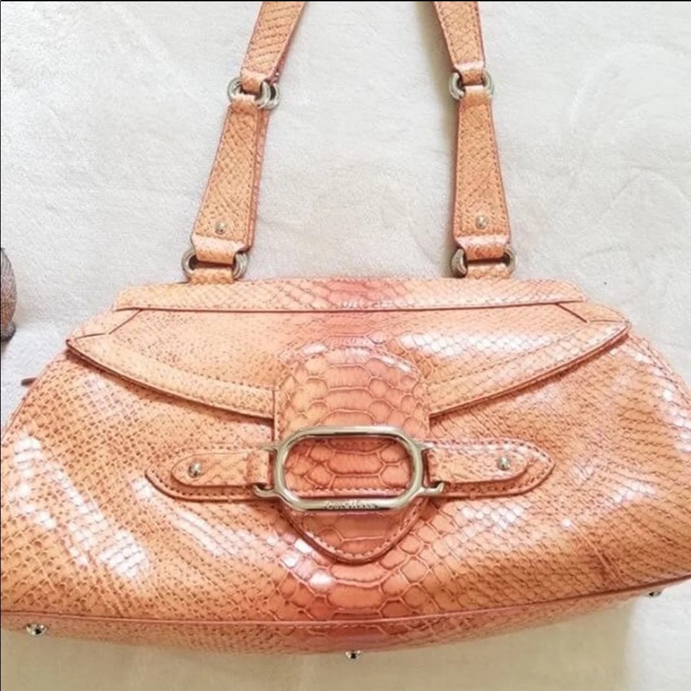 orange snakeskin purse